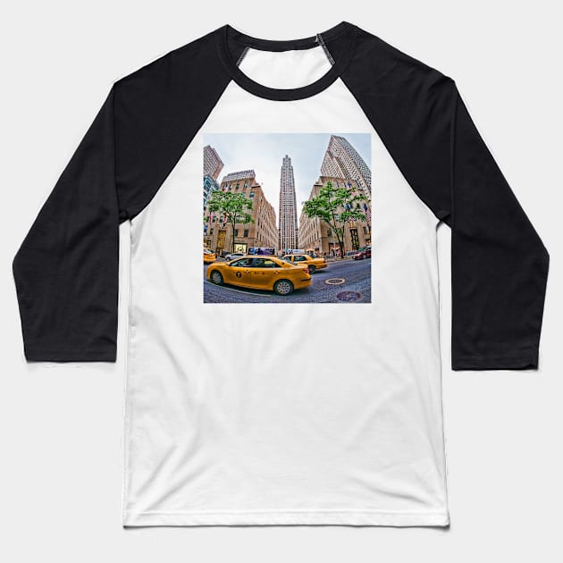 Fisheye view of Rockefeller Center, New York City Baseball T-Shirt by millroadgirl